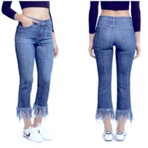 Pistola Jeans Size 25 Mid Rise Blue Fringe Hem Festival Boho Western Denim Fairy
